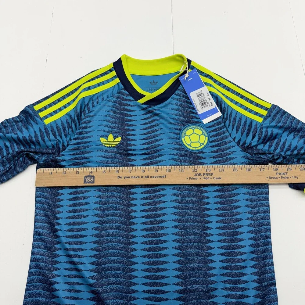 Colombia Soccer Jersey Youth Large 13-14 Blue Boy Adidas ClimaCool National Team